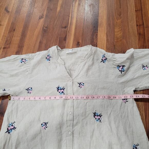 Charter Club Luxery Linen Tie Front Button Up Shirt Size XXL - Picture 8 of 9